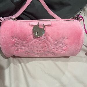 Paris Hilton Pink Velvet Clutch with Heart Charm